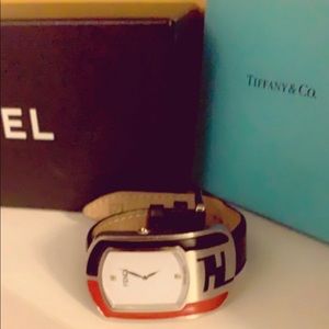 Fendi black and red beautiful watch with 2 diamond